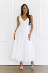 Effortless Charm Embroidered V-Neck Maxi Dress White