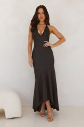 Island Skies Halter Maxi Dress Black