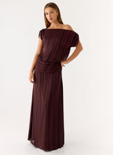 Rexi One Shoulder Maxi Dress Burgundy