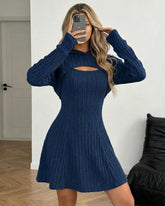 Ribbed Hooded Mini Set Navy