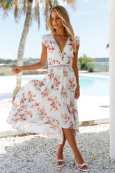 Drinks By The Water Midi Dress White